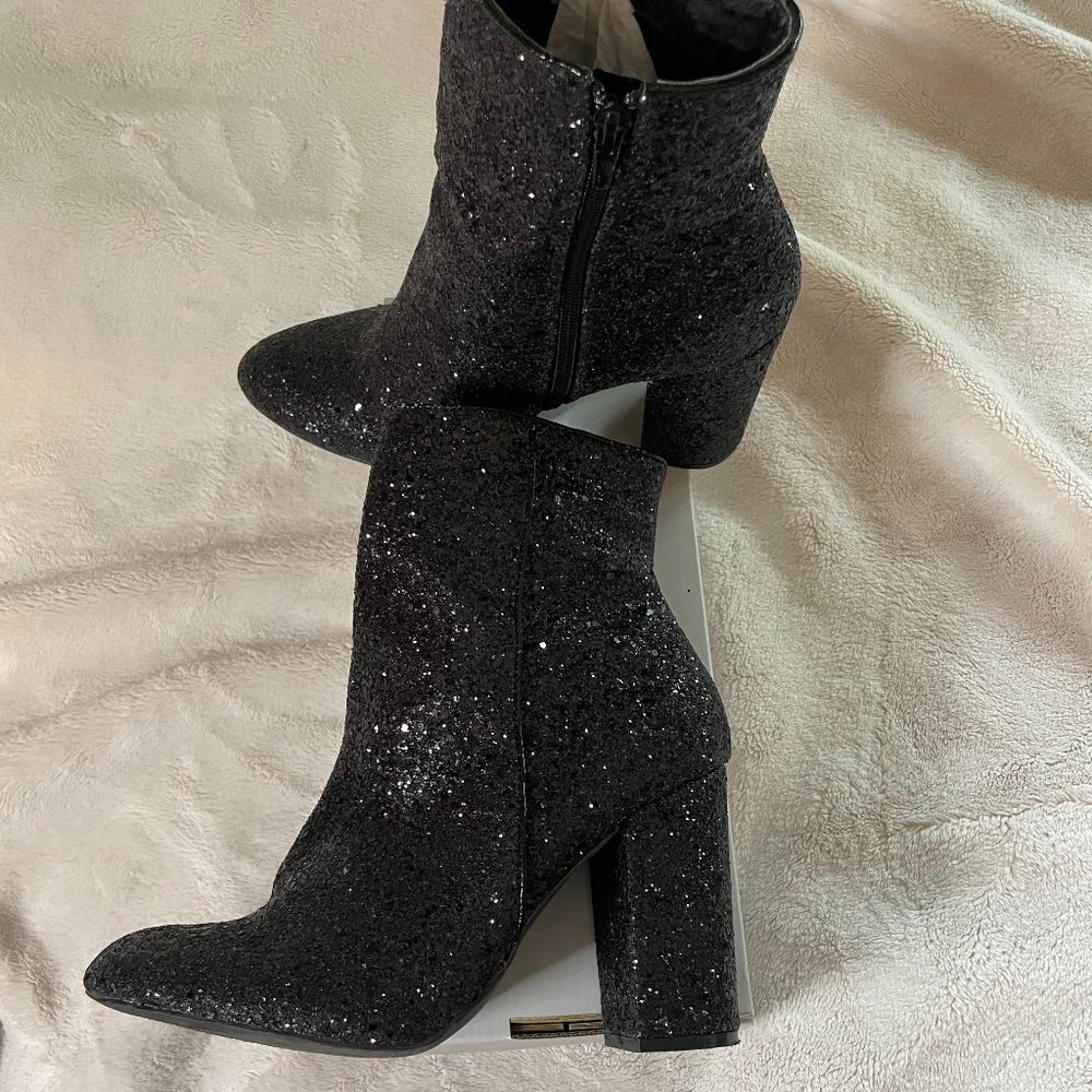 Black Glitter Booties